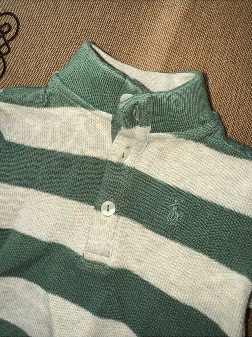 Polo Ralph Lauren Baby Boy Cotton Striped Sweater In Beige/Green Size 6M